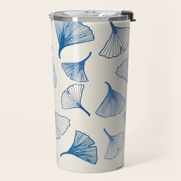 Ginko leaves blue Travel Mug Gallery Image 2