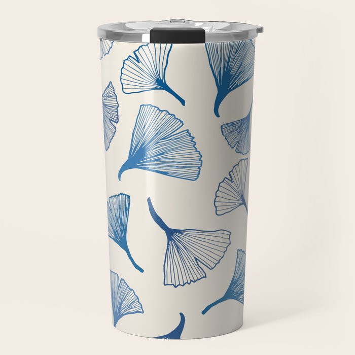 Ginko leaves blue Travel Mug Gallery Image 1