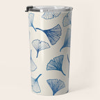 Ginko leaves blue Travel Mug Gallery Image 3