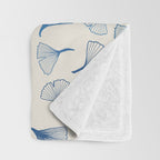 Ginko leaves blue Throw Blanket Gallery Image 3