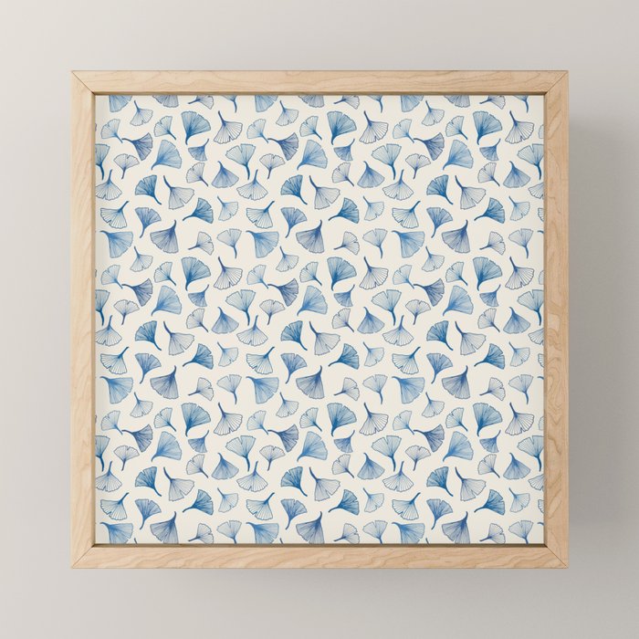 Ginko leaves blue Mini Art Print Gallery Image 1