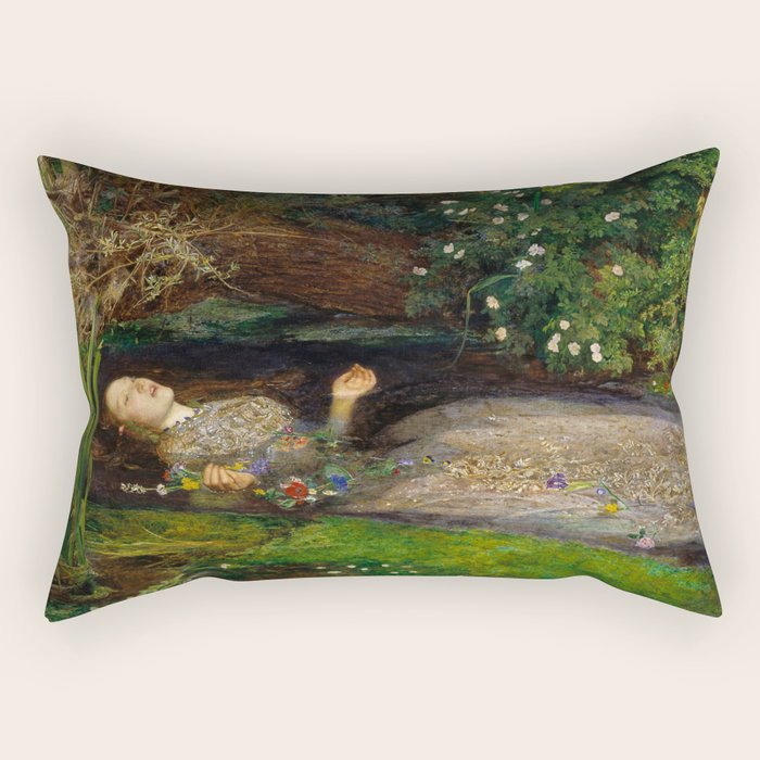 Ophelia, John Everett Millais Rectangular Pillow Gallery Image 2