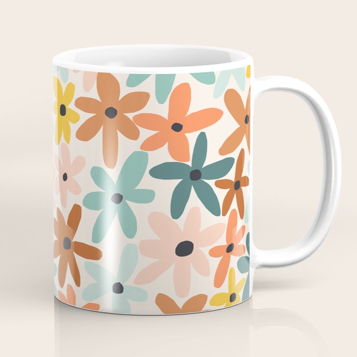 Joyful Flowers - earthy Coffee Mug Gallery Image 1