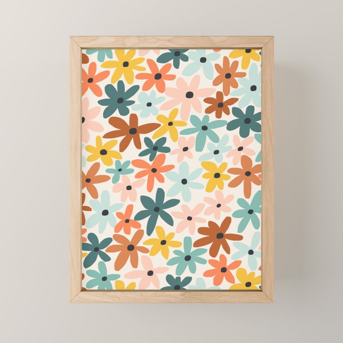 Joyful Flowers - earthy Mini Art Print Gallery Image 1