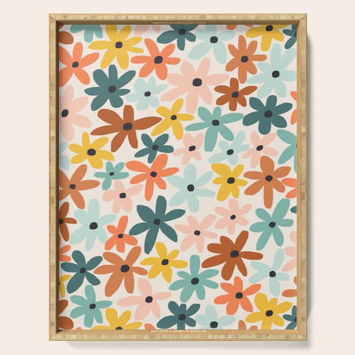 Joyful Flowers - earthy Serving Tray Gallery Image 1