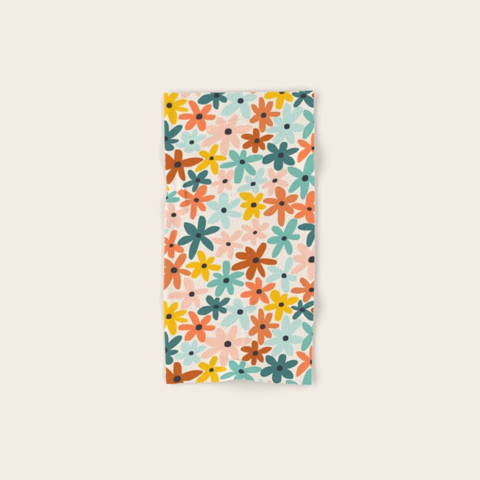 Joyful Flowers - earthy Bath Towel Gallery Image 1