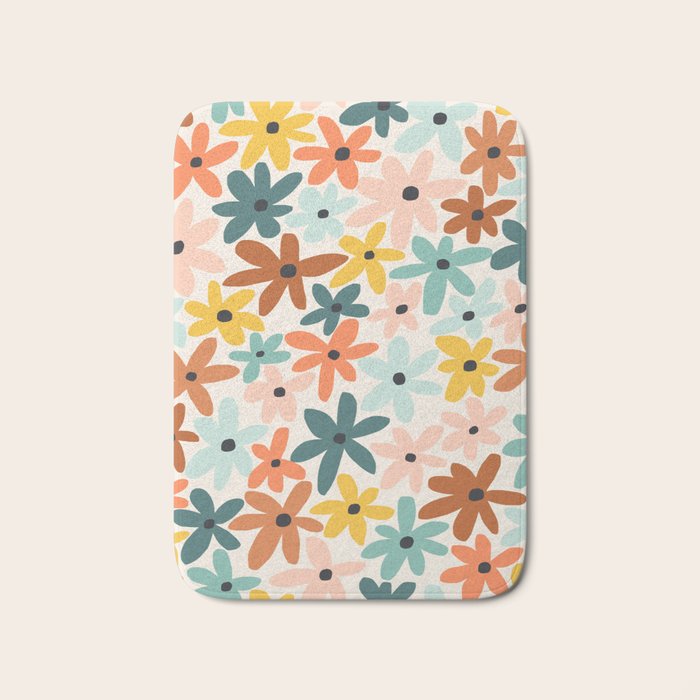Joyful Flowers - earthy Bath Mat Gallery Image 1