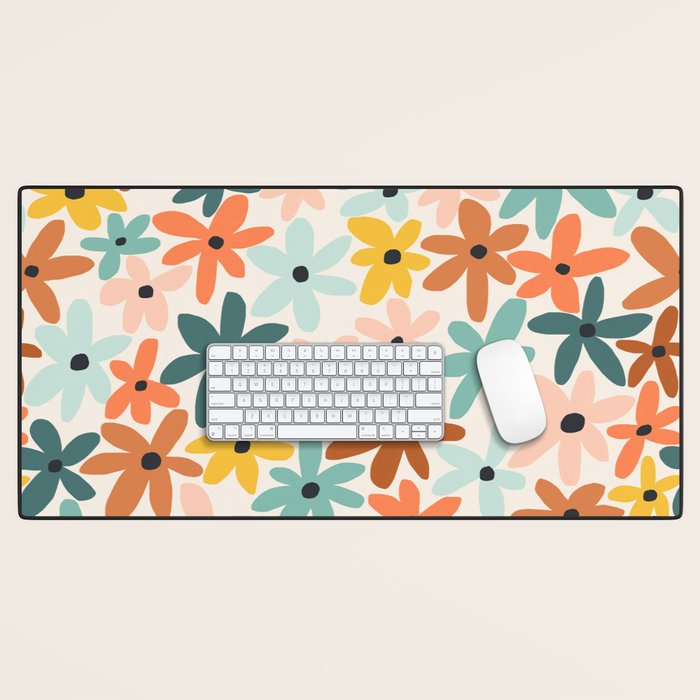 Joyful Flowers - earthy Desk Mat Gallery Image 1