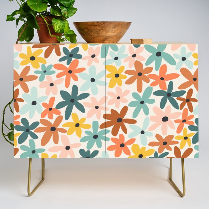 Joyful Flowers - earthy Credenza Gallery Image 1