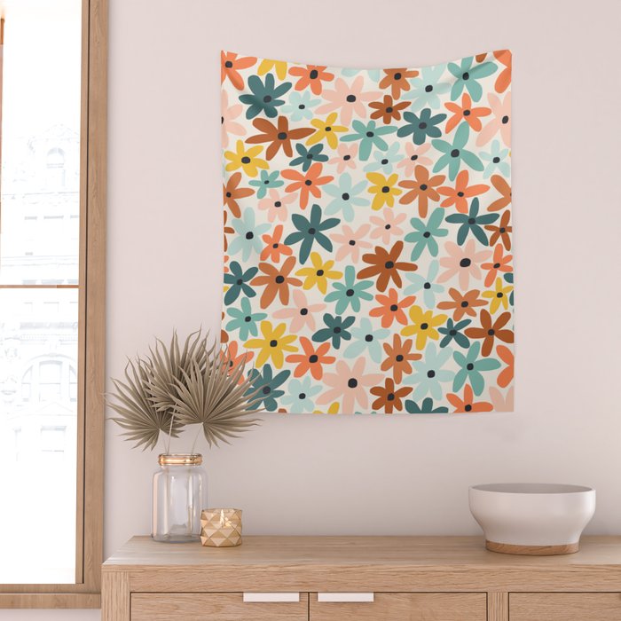 Joyful Flowers - earthy Wall Tapestry Gallery Image 2