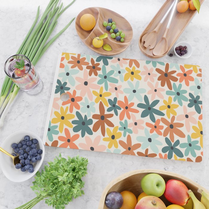 Joyful Flowers - earthy Cutting Board Gallery Image 2