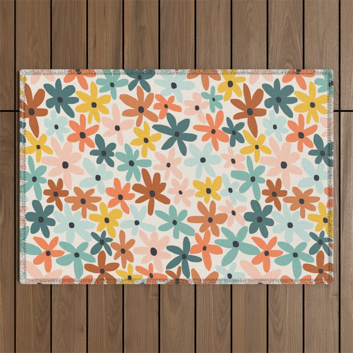Joyful Flowers - earthy Outdoor Rug Gallery Image 1