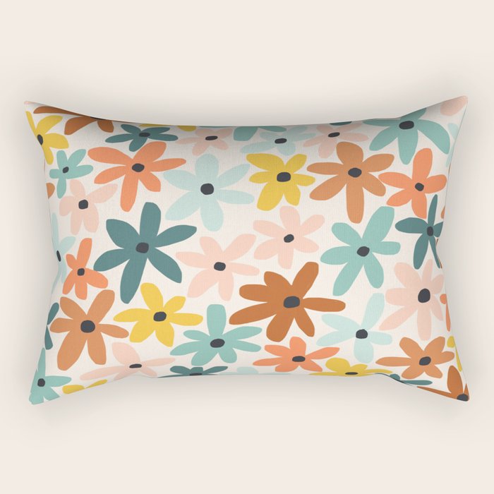 Joyful Flowers - earthy Rectangular Pillow Gallery Image 2