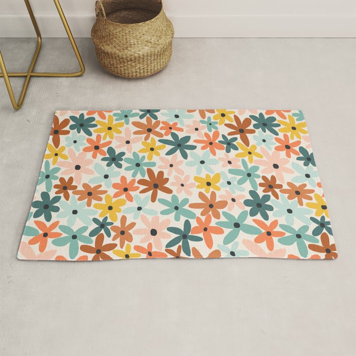 Joyful Flowers - earthy Rug Gallery Image 1