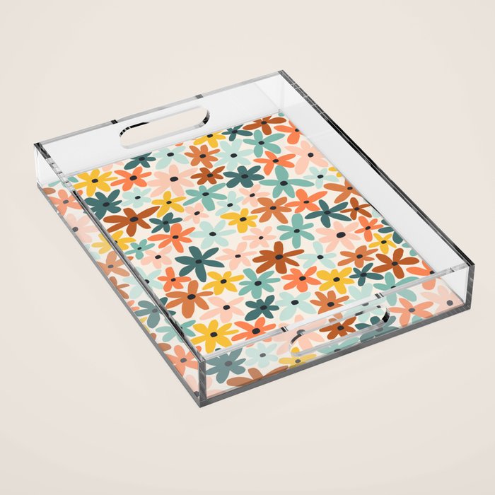 Joyful Flowers - earthy Acrylic Tray Gallery Image 1