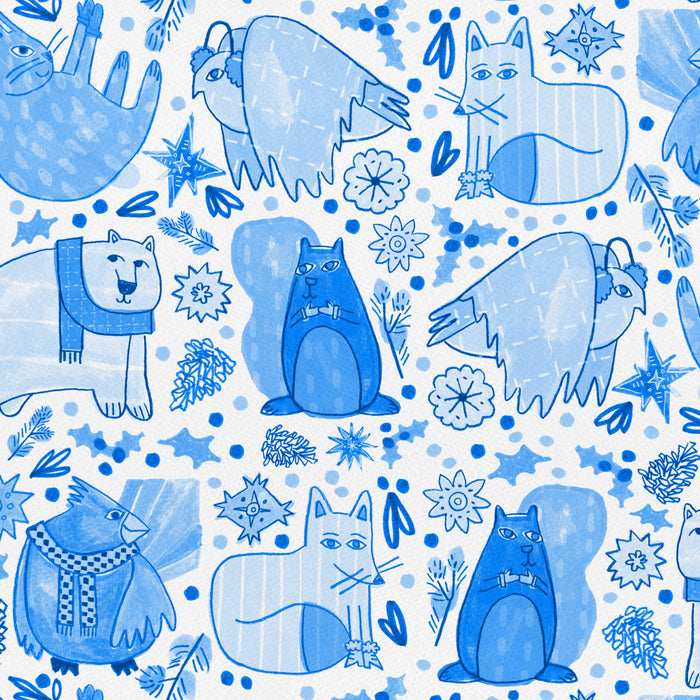 Winter Forest Woodland Animals in Blue Coffee Mug Gallery Image 2