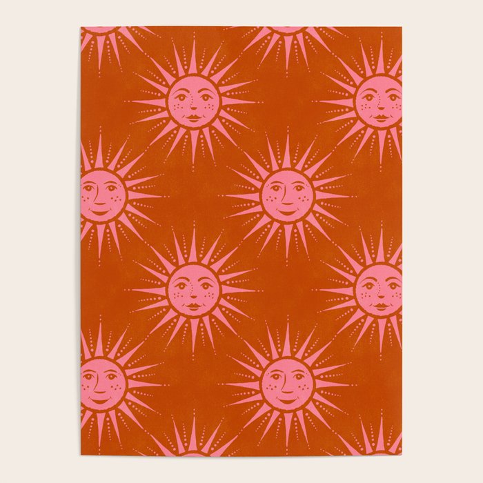 Freckled Suns - pink and rust Poster Gallery Image 4