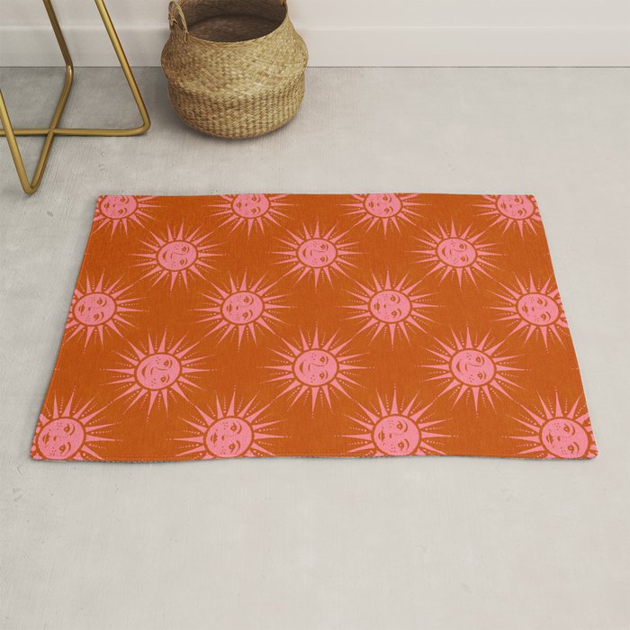 Freckled Suns - pink and rust Rug Gallery Image 1