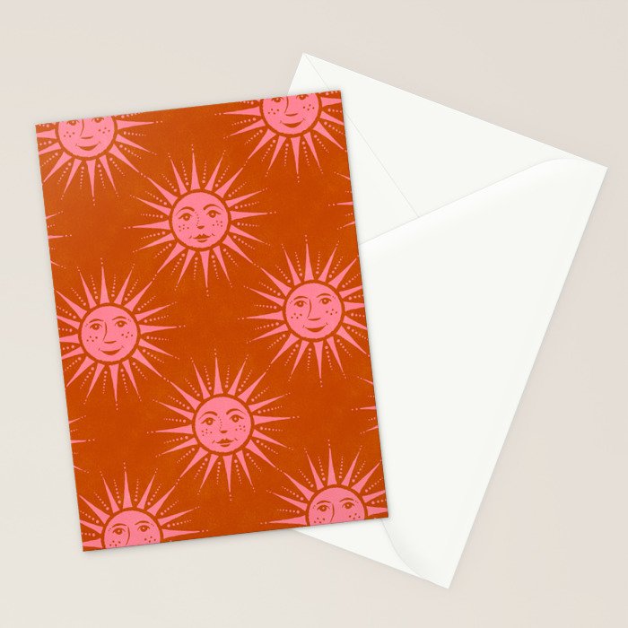 Freckled Suns - pink and rust Stationery Card Gallery Image 2