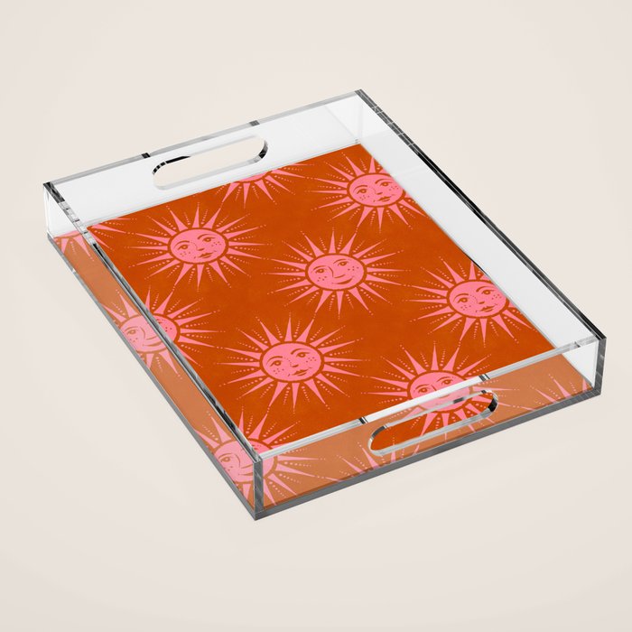 Freckled Suns - pink and rust Acrylic Tray Gallery Image 1
