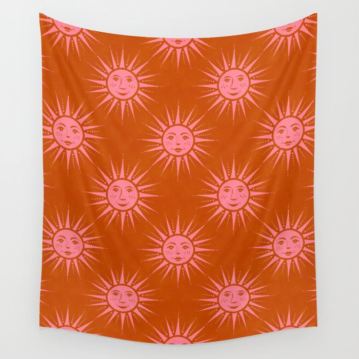 Freckled Suns - pink and rust Wall Tapestry Gallery Image 1