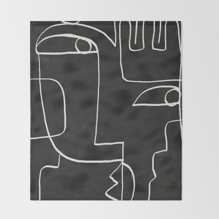 Abstract line art / Face 10 Throw Blanket Gallery Image 2