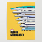 Shinkansen Bullet Train Evolution - Yellow Poster Gallery Image 4