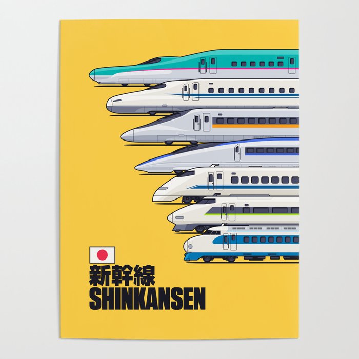 Shinkansen Bullet Train Evolution - Yellow Poster Gallery Image 4