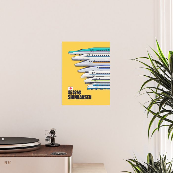 Shinkansen Bullet Train Evolution - Yellow Poster Gallery Image 2