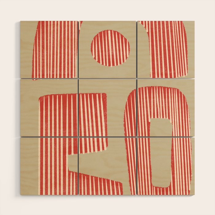 Modern Geometric Shapes Wood Wall Art Gallery Image 1