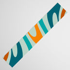 Wavy Loops Retro Abstract Pattern in Teal Aqua Orange Table Runner Gallery Image 3