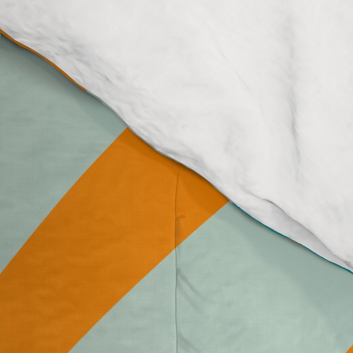 Wavy Loops Retro Abstract Pattern in Teal Aqua Orange Comforter Gallery Image 4