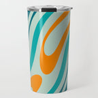 Wavy Loops Retro Abstract Pattern in Teal Aqua Orange Travel Mug Gallery Image 1