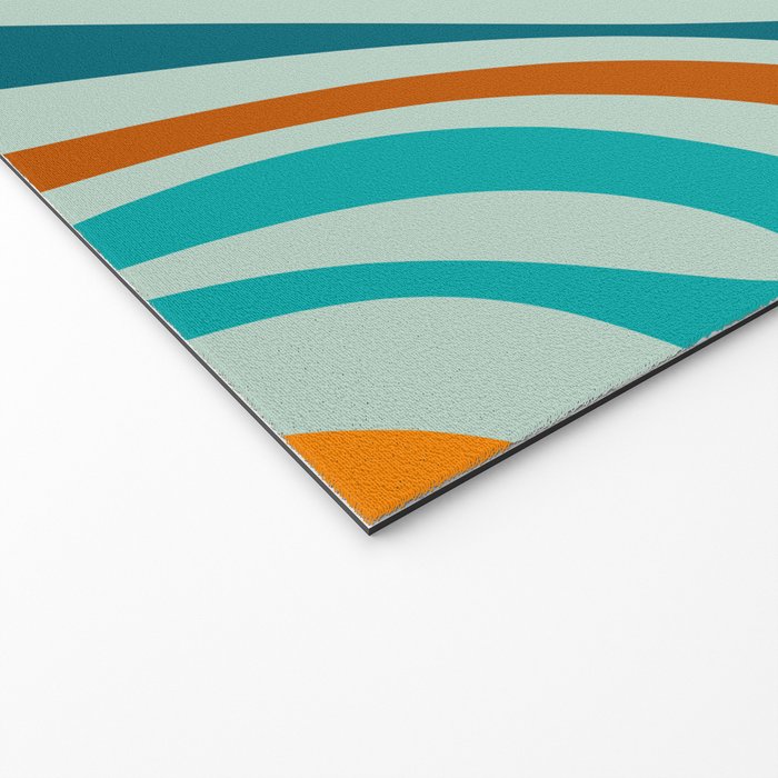 Wavy Loops Retro Abstract Pattern in Teal Aqua Orange Welcome Mat Gallery Image 2