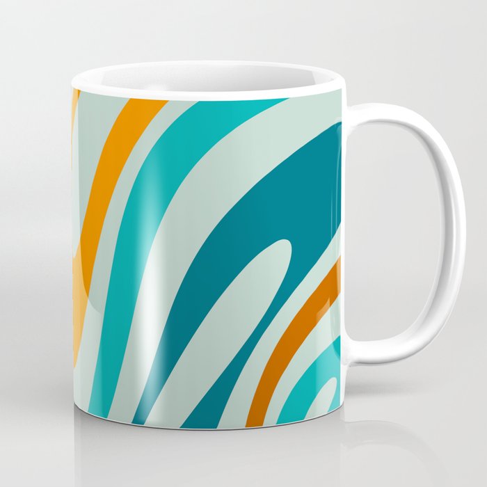 Wavy Loops Retro Abstract Pattern in Teal Aqua Orange Coffee Mug Gallery Image 1