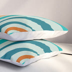Wavy Loops Retro Abstract Pattern in Teal Aqua Orange Pillow Sham Gallery Image 3