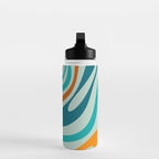 Wavy Loops Retro Abstract Pattern in Teal Aqua Orange Water Bottle Gallery Image 3