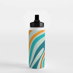 Wavy Loops Retro Abstract Pattern in Teal Aqua Orange Water Bottle Gallery Image 2