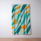 Wavy Loops Retro Abstract Pattern in Teal Aqua Orange Window Curtain Gallery Image 3