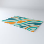 Wavy Loops Retro Abstract Pattern in Teal Aqua Orange Rug Gallery Image 3