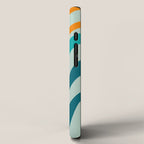 Wavy Loops Retro Abstract Pattern in Teal Aqua Orange iPhone Case Gallery Image 2