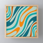 Wavy Loops Retro Abstract Pattern in Teal Aqua Orange Mini Art Print Gallery Image 1