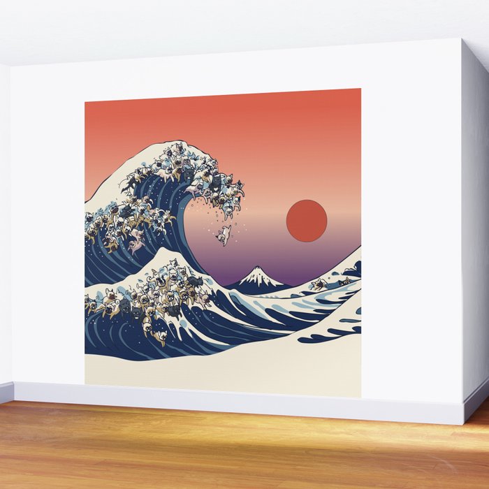 The Great Wave Of  French Bulldog Wall Mural Gallery Image 2