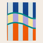 Wavy Stripe Abstract Art  Colorful Geometric Flow in Orange Blue Lilac and Teal Poster Gallery Image 4