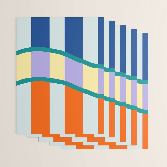 Wavy Stripe Abstract Art  Colorful Geometric Flow in Orange Blue Lilac and Teal Wrapping Paper Gallery Image 3