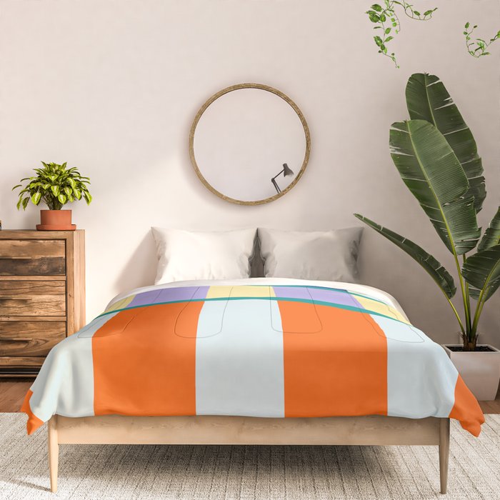 Wavy Stripe Abstract Art  Colorful Geometric Flow in Orange Blue Lilac and Teal Comforter Gallery Image 3