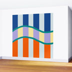 Wavy Stripe Abstract Art  Colorful Geometric Flow in Orange Blue Lilac and Teal Wall Mural Gallery Image 2
