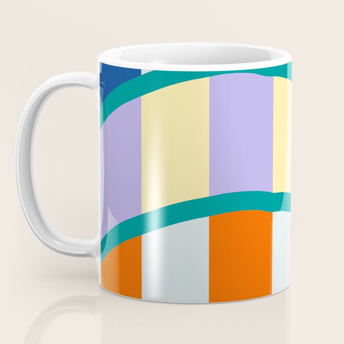 Wavy Stripe Abstract Art  Colorful Geometric Flow in Orange Blue Lilac and Teal Coffee Mug Gallery Image 3