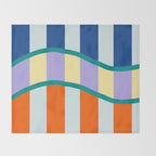 Wavy Stripe Abstract Art  Colorful Geometric Flow in Orange Blue Lilac and Teal Throw Blanket Gallery Image 2