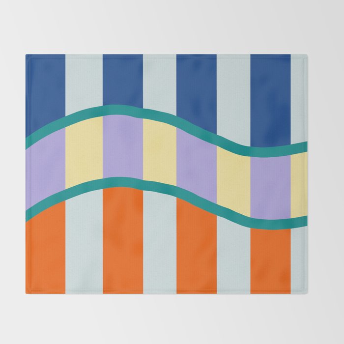 Wavy Stripe Abstract Art  Colorful Geometric Flow in Orange Blue Lilac and Teal Throw Blanket Gallery Image 2